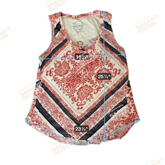 100% Cotton Lucky Brand Red and White Patterned Tank Top - Picture 5 of 7